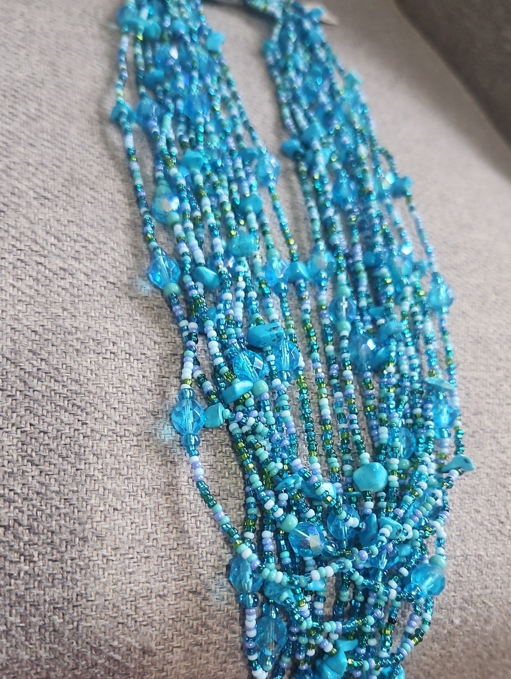 Multi-Strand Turquoise Blue Beaded Necklace - Women's Jewelry Guatemala